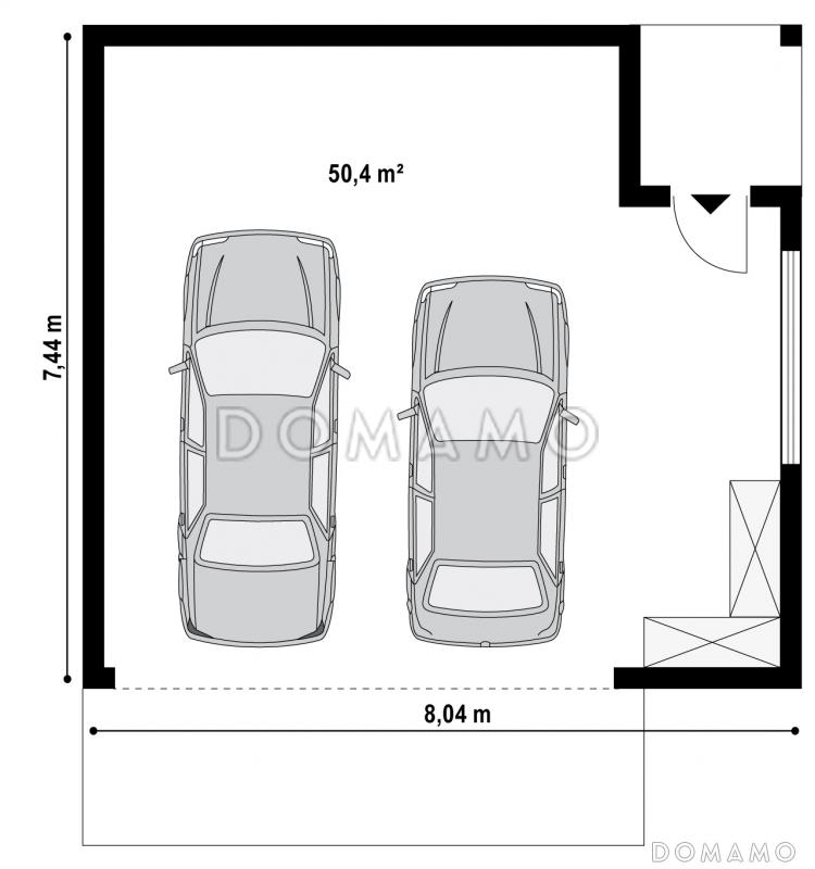 Проект гаража из кирпича для двух автомобилей  / План 1 этажа