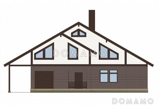 Проект каркасного дома с отделкой из двух материалов / Фасад 3