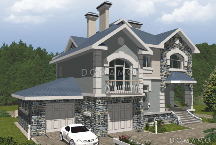 Проект представительного особняка с облицовкой камнем