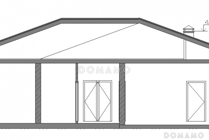Проект одноэтажного дома с вальмовой крышей, гаражом на 2 машины, хозяйской и гостевыми спальными комнатами