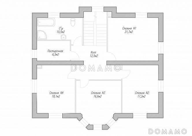 Проект дома в классическом стиле с гаражом / План 2 этажа