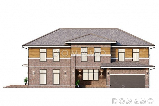 Проект двухэтажного дома с мансардой и террасой / Фасад 4