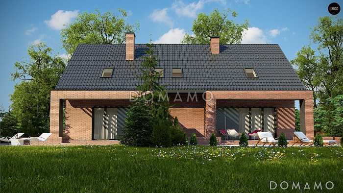 Проект комфортного мансардного дома из кирпича для двух семей