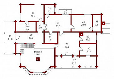 Проект двухэтажного дома из бруса / План 2 этажа