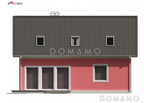 Проект простого одноэтажного мансардного дома из газобетона с тремя спальнями и индивидуальными гардеробными  / Фасад 6