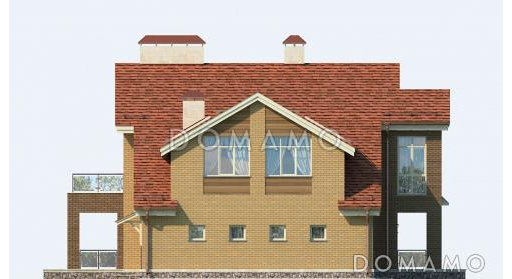 Проект дома из пеноблоков с гаражом, кабинетом и игровой комнатой / Фасад 4