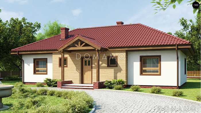 Проект комфортного одноэтажного дома из газобетона с тремя спальнями, просторной гостиной и с возможностью обустройства мансардного этажа