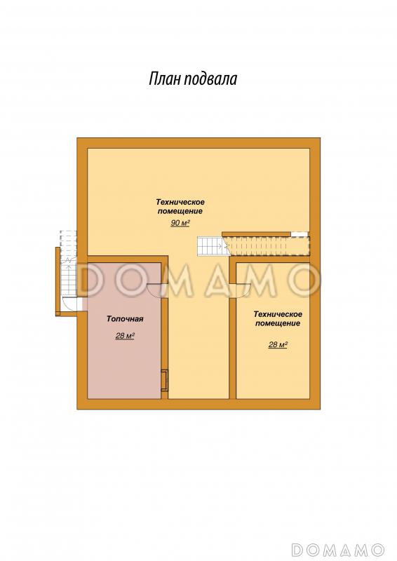 Проект одноэтажного дома с цокольным и мансардным этажами / План цокольного этажа