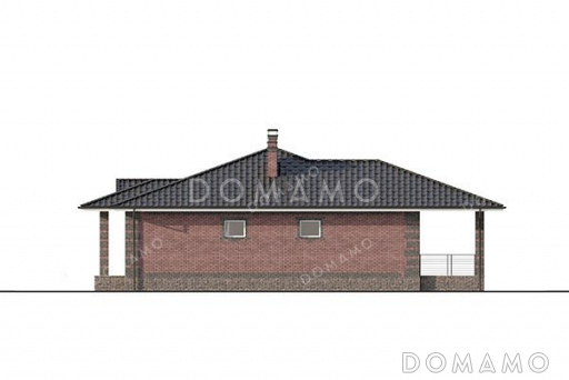 Проект одноэтажного дома со встроенным гаражом и террасой / Фасад 1