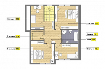 Проект дома из газобетона с ванной комнатой на втором этаже / План мансардного этажа