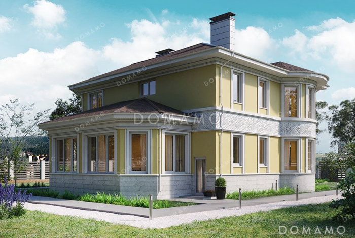 Проект двухэтажного дома с застекленной верандой