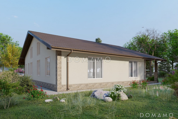 Проект дома с мансардой, вторым светом, большой гостиной и 4 спальнями