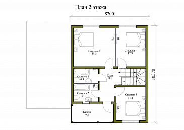 Проект двухэтажного дома с навесом и балконом / План 2 этажа