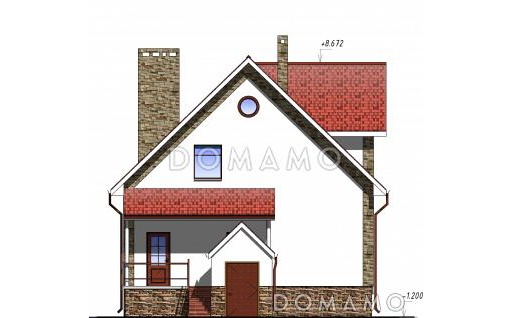 Проект одноэтажного дома под магазин, с мансардой и подвалом / Фасад 2