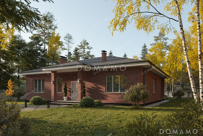 Проект одноэтажного дома с крыльцом и террасой