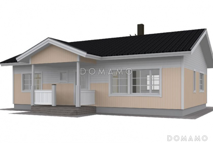 Проект одноэтажного каркасного дома с двумя спальнями