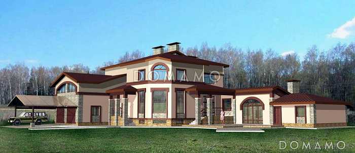 Проект двухэтажного дома с подвалом и пристроенным небольшим бассейном