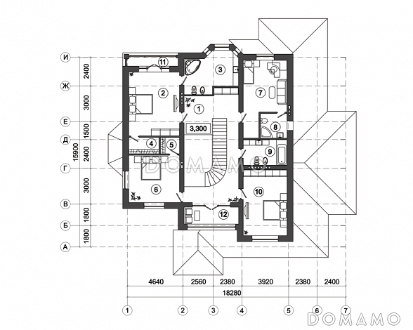 Проект дома с балконом и лоджией / План 2 этажа