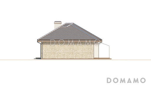 Проект одноэтажного дома из кирпича с большим встроенным гаражом на два автомобиля и мастерской / Фасад 1