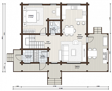 Проект дома с большой детской на мансардном этаже / План 1 этажа