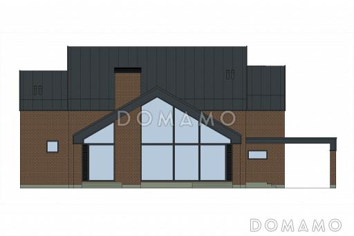 Проект каркасного дома в стиле барнхаус с мастер-спальней, СПА зоной и одноместным автонавесом / Фасад 3