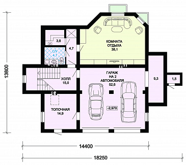 Проект особняка из пеноблоков с цокольным этажом / План цокольного этажа