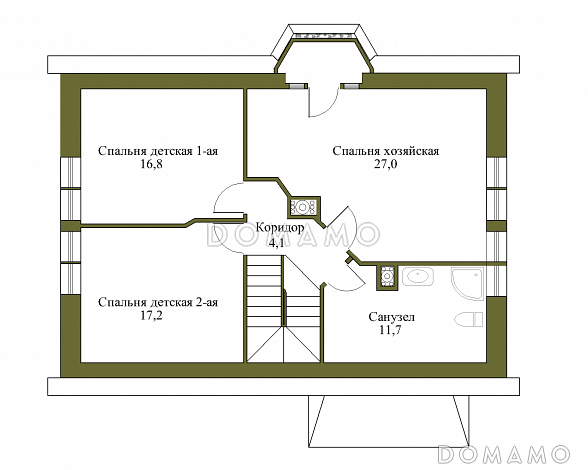 Проект дома в европейском стиле с подвалом / План мансардного этажа