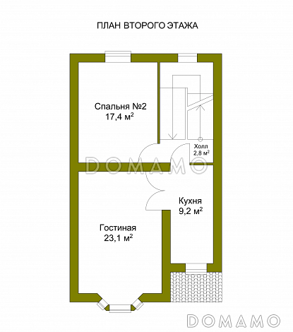 Проект необычного таунхауса с эркером и кукушками на крыше / План 2 этажа
