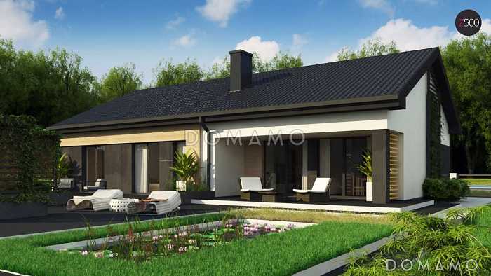 Проект комфортного одноэтажного дома из газобетона с четырьмя спальнями 