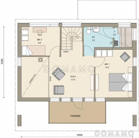 Проект стильного каркасного дома / План 2 этажа