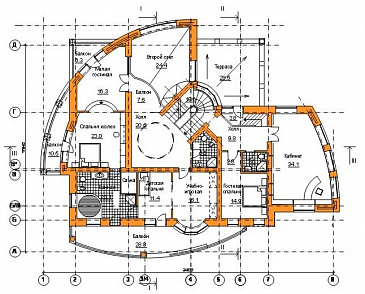 Проект коттеджа с оригинальной планировкой и гаражом на 2 а/м / План 2 этажа