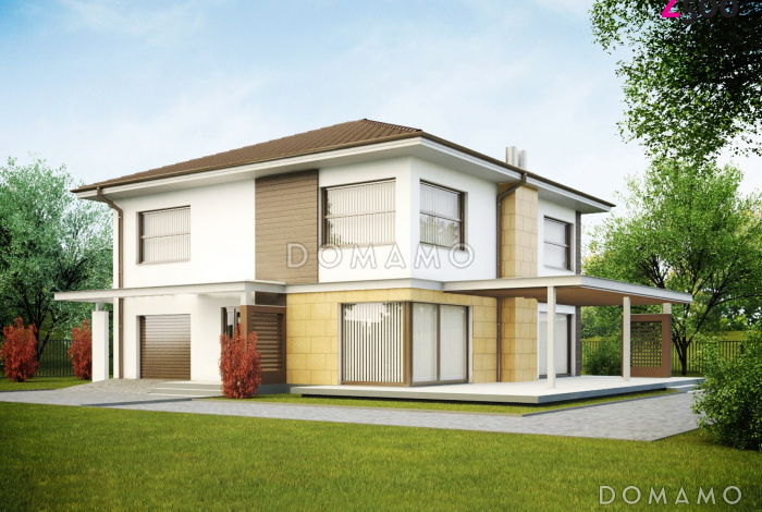 Проект простого комфортного двухэтажного дома из кирпича с тремя спальнями, вторым светом и гаражом