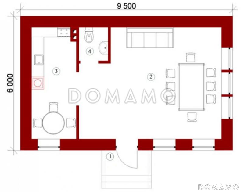 Проект беседки с кухней / План 1 этажа