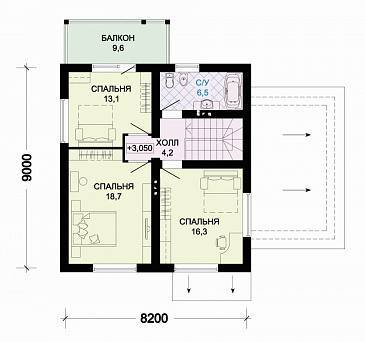 Проект небольшого дома с пятью жилыми комнатами и балконом из СИП панелей / План мансардного этажа