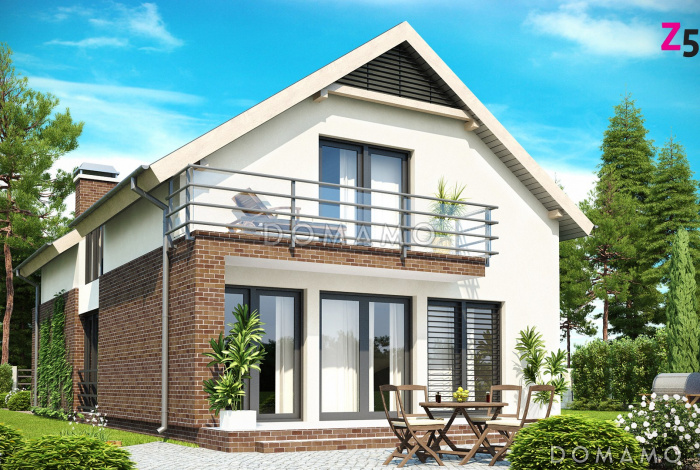 Проект одноэтажного дома из газобетона с мансардным этажом и встроенным гаражом