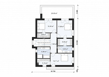 Проект дома в стиле Хай-тек с эксплуатируемой кровлей S-182 / План 2 этажа
