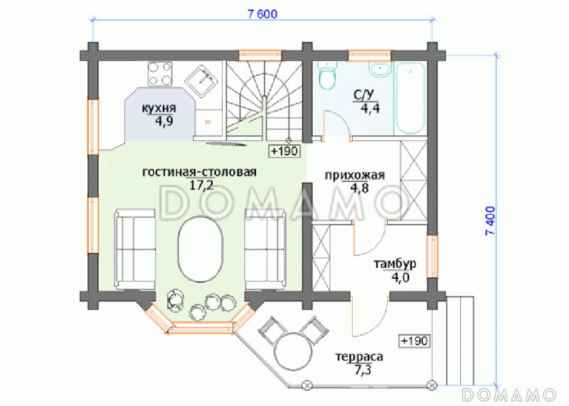 Дом «Популярный» / План 1 этажа