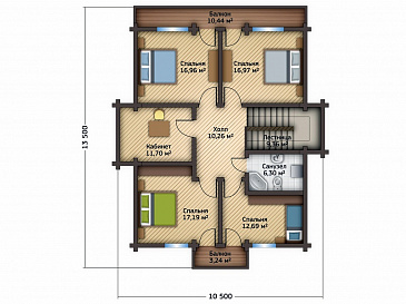 Проект эффектного дома из клееного бруса до 250 кв.м / План мансардного этажа