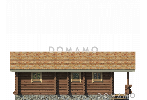 Проект одноэтажного деревянного дома  из оцилиндрованного бревна / Фасад 3