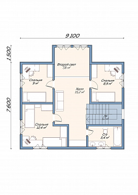 Каркасный дом "Брюгге" / План 2 этажа