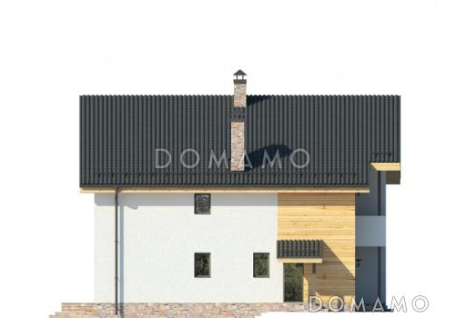 Проект дома со спальней на первом этаже, ванной с окном, вторым светом в гостиной, двумя балконами / Фасад 4