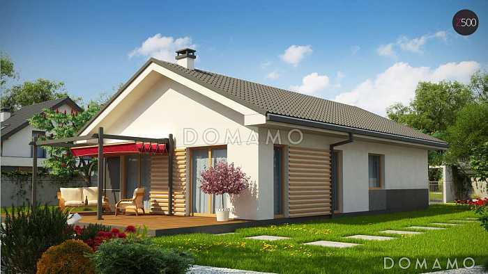 Проект простого уютного одноэтажного дома из кирпича с двумя спальнями