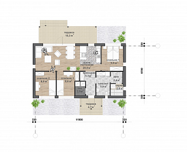 С-121 одноэтажный дом  / План 1 этажа