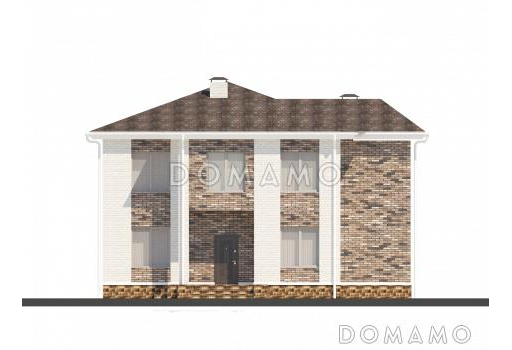 Проект двухэтажного дома с сауной и пятью спальнями / Фасад 1