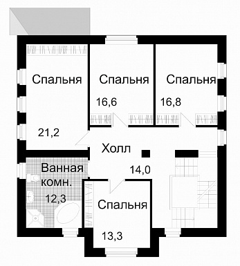 Проект двухэтажного дома с цокольным этажом и мансардой / План 2 этажа