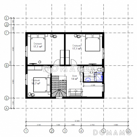 Двухэтажный дом «Мартин» (136 м2) / План мансардного этажа