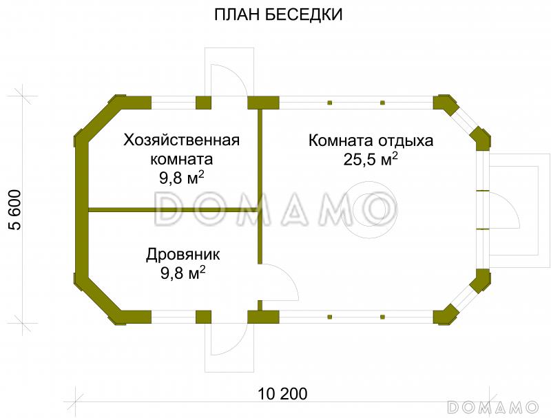Проект беседки с хозяйственной комнатой / План 1 этажа