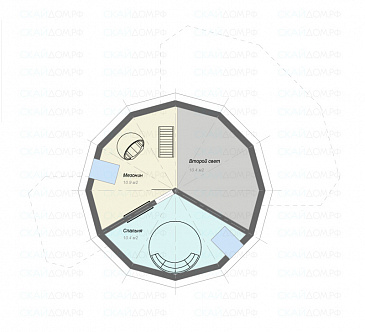 Проект круглого в плане дома / План мансардного этажа