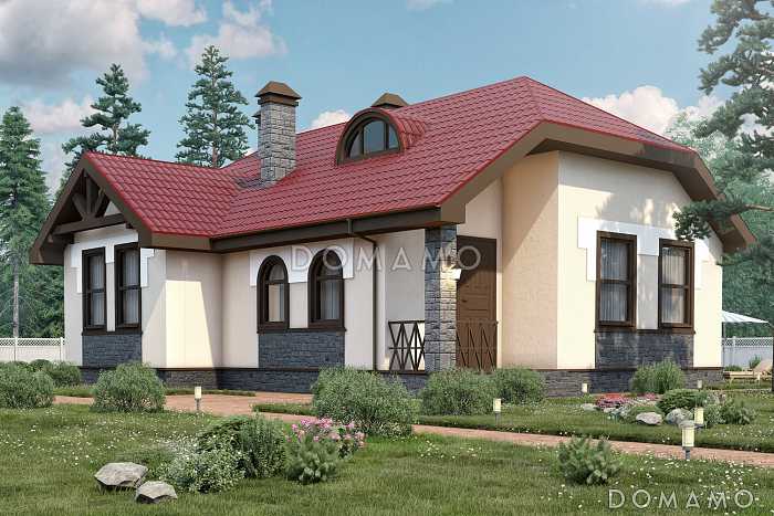 Проект дома из СИП панелей с изолированной кухней, двумя спальнями и небольшой гостиной