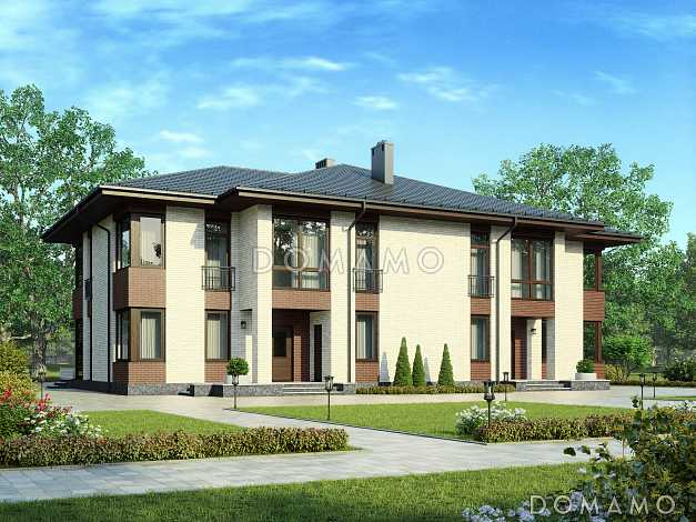 Проект двухэтажного дома-дуплекса из газобетона